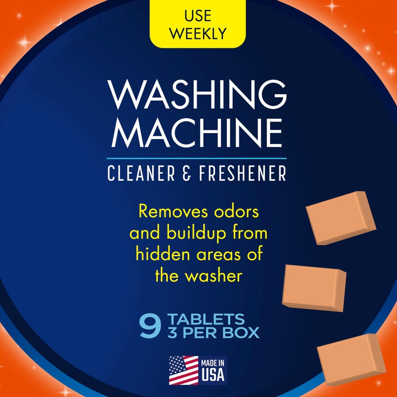 Glisten Washing Machine Cleaner and Freshener Deodorizer for All Top Load and Front Load Washers and HE Machines, Made in the USA, Fresh Scent, 9 Tablets - Image 2